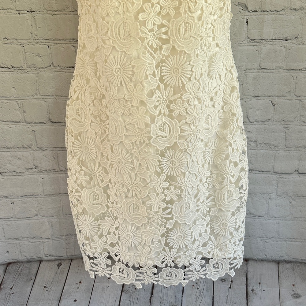 Lulu's White Lace Halter Sheath Dress - Picture 3 of 10